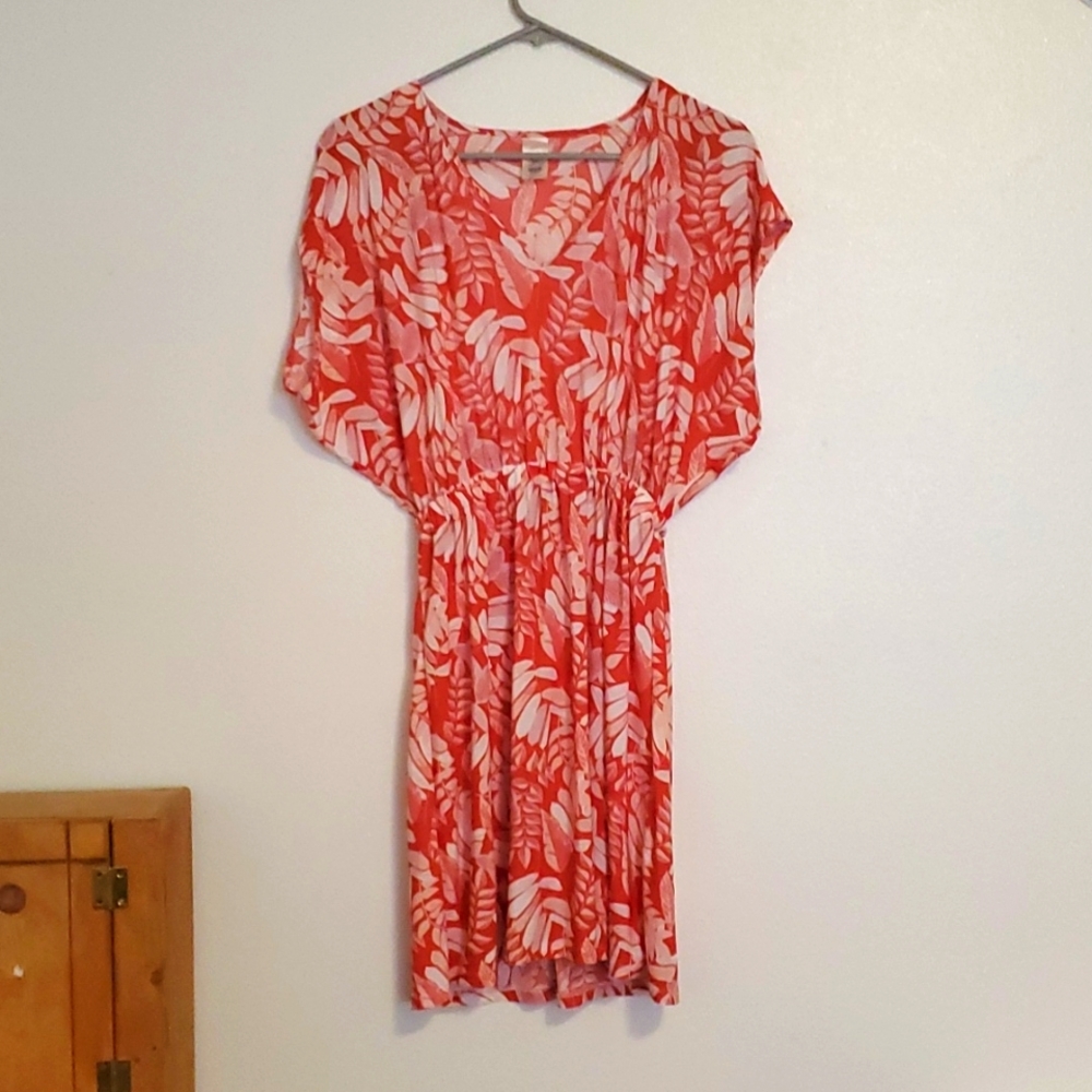 Tropical floral red dress size L
